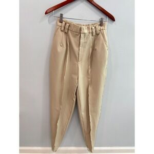 Womens Beige Wool Blend Dress Pants Size 6 High Rise Slim Ankle Career